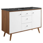 Modway - Transmit Double évier 48" Vanette de salle de bain - Noir noyer-Assemblée requise