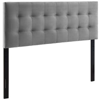 Modway - Lily Biscuit Touffé Performance Velvet Tête de lit complète, Gris-Tête de lit moderne luxueuse