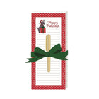 Gartner Studios - Bloc-notes avec stylo - Chien-Conception festive : présente le texte « Joyeuses Fêtes » sur un fond à pois rouge et blanc ludique et des illustrations de chiens de Noël