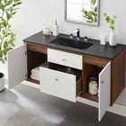 Modway - Transmit 48" Vanité de salle de bain murale - Noir noyer-Bassin d’évier en céramique