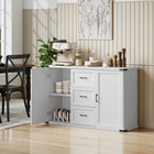 HOMCOM - Buffet moderne 47 po avec tiroirs et portes de rangement - grain de bois blanc-Les étagères réglables à l'intérieur de ce buffet permettent un rangement personnalisé pour divers objets