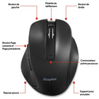 Staples - Souris USB optique incurvée ergonomique sans fil Tech - Noir-Optique avec sensibilité réglable de 800/1300/1600 ppp