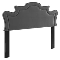 Modway - Evangeline Performance Velvet Tête de lit King/King de Californie, Charbon de bois-Tête de lit King/King de Californie