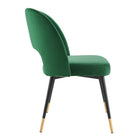 Modway - Rouse Performance Velvet Fauteuil d’appoint de salle à manger - Émeraude-Design moderne du milieu du siècle