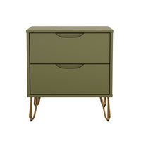 Manhattan Comfort - Table de chevet Avira 20" style mid-century moderne à 2 tiroirs - Vert olive-Table de nuit moderne et épurée avec une finition en stratifié lisse pour un aspect chaleureux et naturel