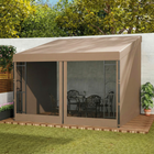 Outsunny - Pergola gazebo mural 10 pi l x 10 pi L avec rideaux et moustiquaires - kaki-Deux rideaux et deux moustiquaires amovibles peuvent bloquer le vent et offrir un espace privé