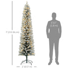 HOMCOM - Arbre de Noël artificiel floqué enneigé de 7 pieds avec lumières-La forme du crayon s'adapte parfaitement aux petits espaces ou aux entrées 
