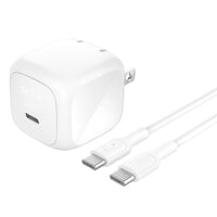 Belkin - Chargeur secteur rapide USB 45 W avec câble USB-C vers USB-C de 1 mètre-Design compact et pratique, avec une broche pliable et un port latéral pour plus de commodité et un rangement facile
