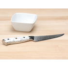 Minimal - Ensemble de couteaux à steak Damascus White Stone de 4 pièces, service pour 4 personnes-Tranchant ultra-tranchant de 12° de chaque côté