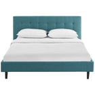 Modway - Linnea Tissu Lit Queen, Sarcelle-Capsules de pied non marquées