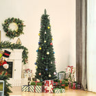 HOMCOM - Sapin de Noël artificiel 6' forme crayon - intérieur maison - vert-Les 380 branches en plastique réalistes donnent un aspect plein et luxuriant à l'arbre 