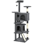 PawHut - Arbre à chat 63 po H, avec deux niches pour chats - gris foncé-Le centre d’activités garde les chats divertis et actifs 