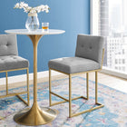 Modway - Privy Acier inoxydable doré Tissu rembourré Tabouret de comptoir - Or gris clair-Base géométrique en acier inoxydable doré