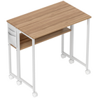 HOMCOM - bureau pliant roulant 31,5 po avec roulettes et sac de rangement - naturel-Profondeur pliée de 19,7 po à 8,3 po grâce à un design à abattant