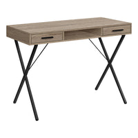 Monarch Specialties - 7796 Bureau 42 po - Taupe Fonce/Metal Noir-Bureau d'ordinateur polyvalent, idéal pour tous les ordinateurs portables ou tablettes. Surface facile à nettoyer