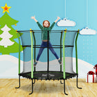 Soozier - Trampoline pour enfants avec filet de protection - 64" de diamètre - Vert-Fabriqué avec un cadre en acier enduit de poudre et un boîtier en filet anti-UV 