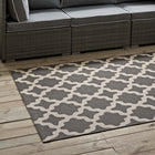 Modway - Cerelia Treillis marocains intérieurs et extérieurs Tapis 9 pi l x 12 pi L - Gris et beige-Dessous en caoutchouc de prise