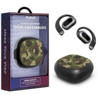 MyBat - Écouteurs Bluetooth Design Lab OpenEar noir et imprimé Camouflage élégants et confortables pour les modes de vie actifs-Design élégant imprimé noir et camouflage pour une déclaration de mode audacieuse