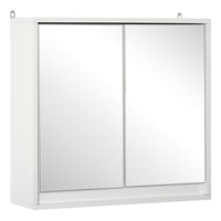 HOMCOM - Armoire à pharmacie murale avec miroir - blanc-Design élégant avec un espace intérieur spacieux   