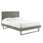 Modway - Alana Bois Plate-lit complet avec cadre angulaire, Gris-Système de soutien en lattes de bois