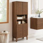 Modway - Render Grand Armoire de rangement de salle de bain in Noyer-Glissières de plancher sans marquage