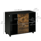 Vinsetto - Armoire de classement latérale mobile avec tiroir verrouillable - brun rustique-2 tiroirs avec barres de suspension peuvent contenir des dossiers format A4 ou lettre 