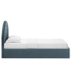 Modway - Solana Arqué Performance Velvet Lit à plateforme jumelle, Cadet Blue-Base du socle