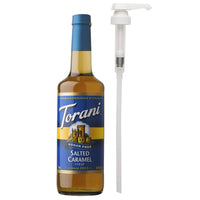 Torani - Sirop caramel salé sans sucre avec pompe -750 mL-Plus que simple café : Idéal pour les lattes, les frappes, les thés, les cafés, les milkshakes, les desserts et autres boissons mélangées congelées