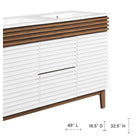 Modway - Render 48" Meuble de salle de bain à double lavabo - Blanc Noyer Blanc-Pieds en bois effilés
