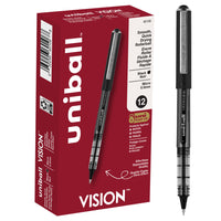 uni-ball – Stylos à bille roulante Vision – 0,5 mm – noir – paquet de 12-Le système uni–Flow exclusif permet de tracer des lignes fluides et régulières