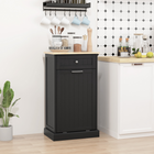 HOMCOM - meuble buffet bas à bascule pour poubelle 10 gallons avec bac caché et tiroir - noir-Un tiroir supérieur pour d'autres petits accessoires de cuisine 