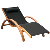 Outsunny - Chaise longue d’extérieur - bain de soleil de jardin avec appui-tête - noir-Moderne et élégant pour décorer votre jardin !