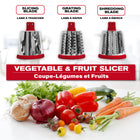 Nutrislicer - Râpe à fromage rotative, hachoir à légumes et trancheuse de cuisine-Trancheuse sûre et efficace: goulotte intégrée et système de verrouillage pour garder les doigts loin des lames, manivelle rotative pour un usage sans effort