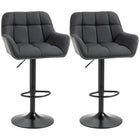 HOMCOM - Tabourets de bar pivotants réglables en tissu capitonné - noir - paquet de 2-Livré en lot de 2 pour un look assorti 
