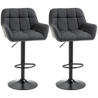 HOMCOM - Tabourets de bar pivotants réglables en tissu capitonné - noir - paquet de 2-Livré en lot de 2 pour un look assorti 
