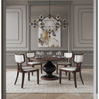 Manhattan Comfort - Lot de 2 chaises de salle à manger traditionnelles Pulitzer 46 cm, revêtement similicuir blanc perle et noyer-Cadre en hêtre massif avec une finition noyer riche