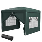Outsunny - Tente de réception d'extérieur pliante 10 pi l x 10 pi L avec sac de transport, vert foncé-Matériau Oxford à haute densité avec revêtement argenté, résistant à l'eau et aux UV
