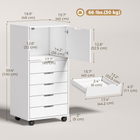 HOMCOM - Classeur mobile vertical à 5 tiroirs avec roulettes verrouillables - blanc-La surface supérieure de 18,9 po l x 15,7 po P est adaptée pour placer une imprimante 