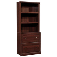 Sauder - Bibliothèque avec tiroirs - Cerisier Select-Rangement multi-pièces: cette bibliothèque fonctionnelle à tiroirs peut répondre à vos besoins de rangement dans différentes pièces: salon, buanderie, cuisine, atelier ou salle de bain