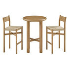 Modway - Alvia 3 pièces Manche Bois Table de bar avec ensemble de tabourets - Chêne vieilli-Table ronde et ensemble de tabouret en 3 pièces