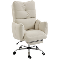 HOMCOM - Chaise de bureau ergonomique inclinable avec tissu flanelle neige - blanc crème-Recouvert d'un tissu doux en flanelle neige pour un confort d'assise semblable à un nuage