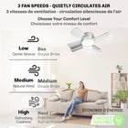 Bell+Howell - Ventilateur à douille de 15,7 po, lumière chaude avec télécommande - Blanc-Rallonge de prise de 4,5 po incluse avec chaque ventilateur