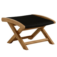 Modway - Vienna Terrasse extérieure Teck et corde Pliage de l’ottoman in Noir naturel-Tabouret ottoman pliant