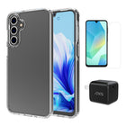 AXS - Ensemble de départ - étui Ultra Clear transparent testé contre les chutes, protecteur d’écran et chargeur 30W pour Samsung Galaxy A16-Étui résistant aux chutes avec des poches d’air absorbant les chocs