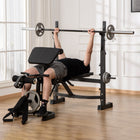 Soozier - Support de banc de musculation avec rack à squat-Les coussinets sont rembourrés pour un entraînement confortable, recouverts de PU lisse pour un nettoyage facile
