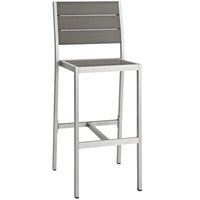 Modway - Shore Terrasse extérieure Aluminium Tabouret sans bras - Gris argenté-Tabouret de bar extérieur moderne