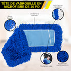 Gritt Commercial - Tête de vadrouille à poussière en microfibre bouclée - 36 po x 5 po - Bleu - Paquet de 12-Offre une meilleure élimination des bactéries que les vadrouilles en coton traditionnelles