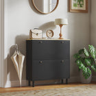 HOMCOM - Armoire à chaussures étroite avec étagères réglables - noir-Le dessus de table offre un espace supplémentaire d'exposition et de rangement 