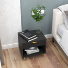 HOMCOM - Table de nuit avec panneau cannelé - noir-Polyvalent comme table de chevet ou table d’appoint avec un design gain de place 