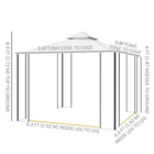 Outsunny - Pavillon de patio 10 pi l x 10 pi L - auvent de pavillon d’extérieur - blanc-Bloque la plupart des rayons UV du soleil pour réduire la chaleur et vous garder au frais